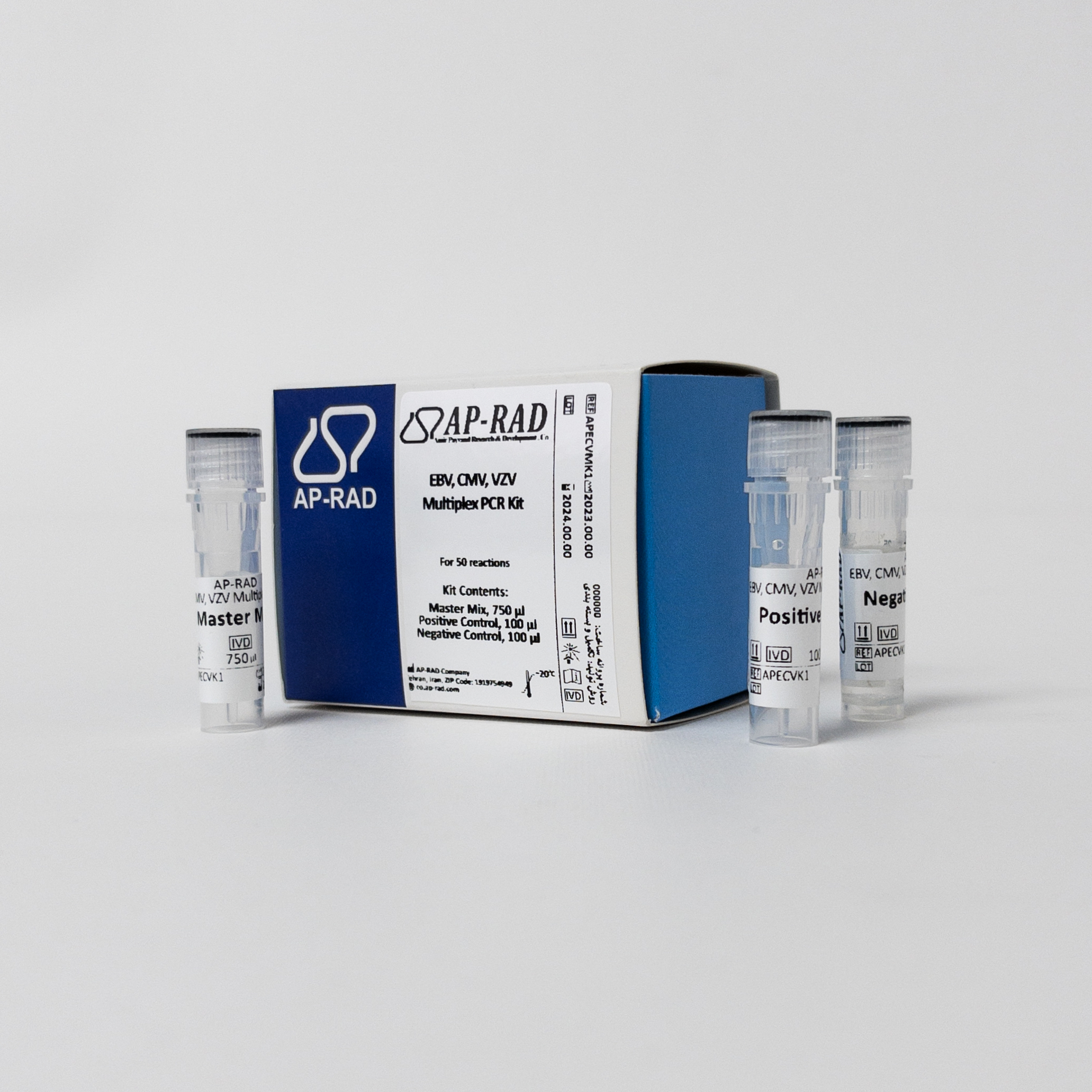 کیت PCR چندمنظوره تشخیص ويروس های EBV و CMV و VZV ویژه 50 تستی - Multiplex EBV/CMV/VZV PCR Detection Kit 50R - AP-RAD - کیت - سلولی و مولکولی - پژوهش و توسعه امیر پیوند