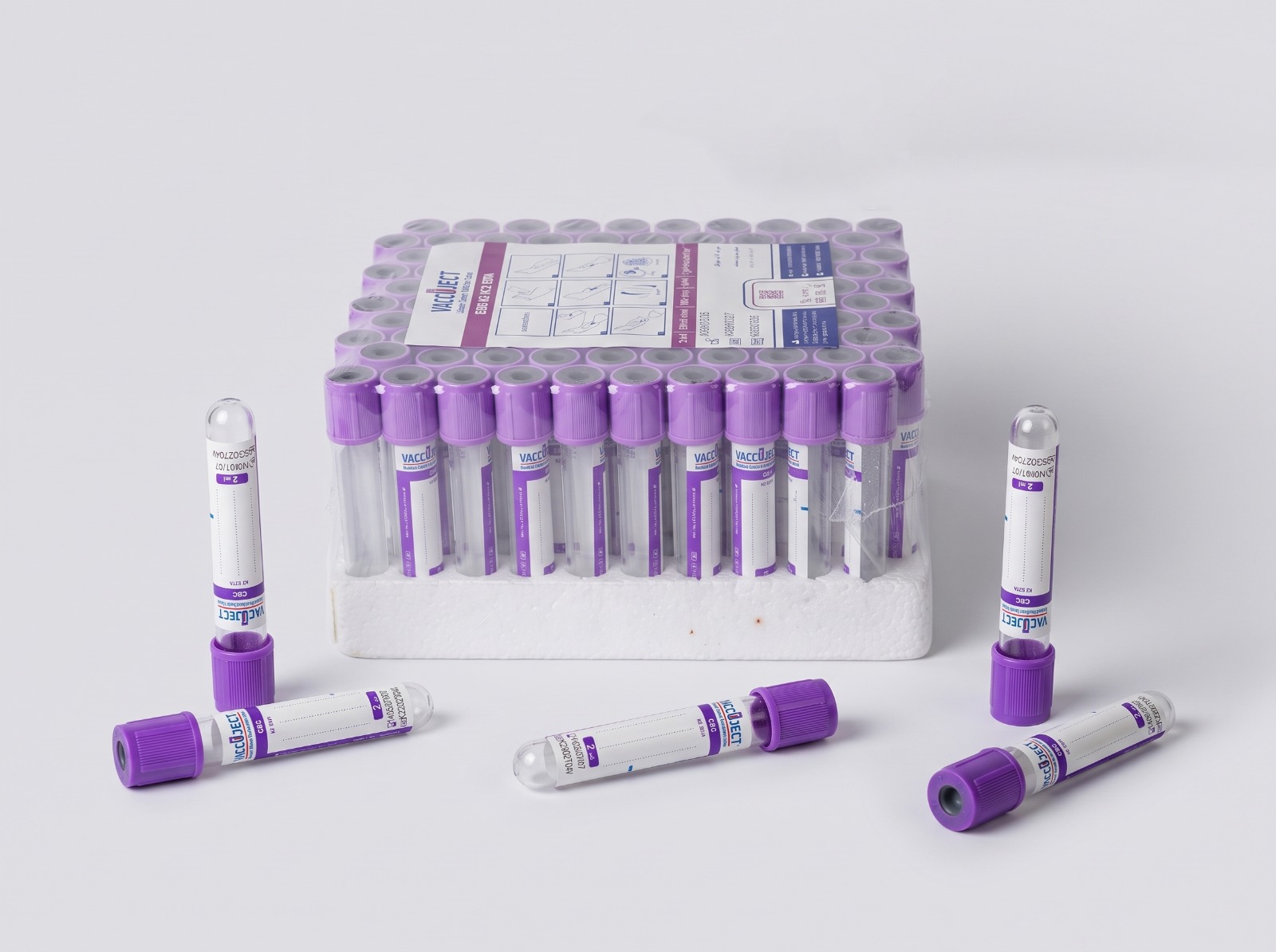لوله وکیوم خونگیری EDTA K2 حجم 6 میلی لیتر - EDTA K2 Tube 6 ml - VACCUJECT - مصرفی - نمونه گیری - فرآزما تحقیق