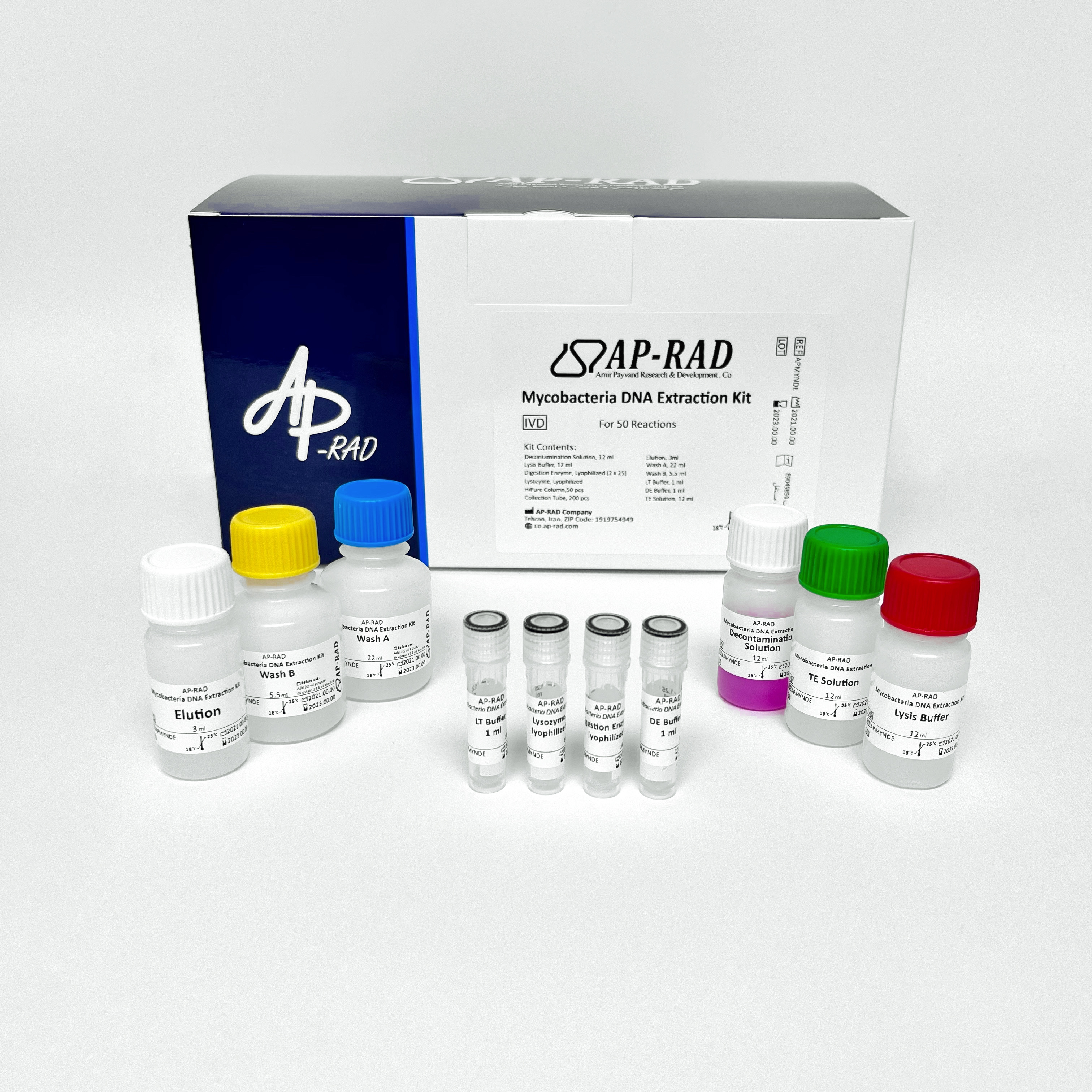 کیت استخراج DNA مایکوباکتریال 50 تستی - Mycobacterial DNA Extraction Kit 50R - AP-RAD - کیت - سلولی و مولکولی - پژوهش و توسعه امیر پیوند